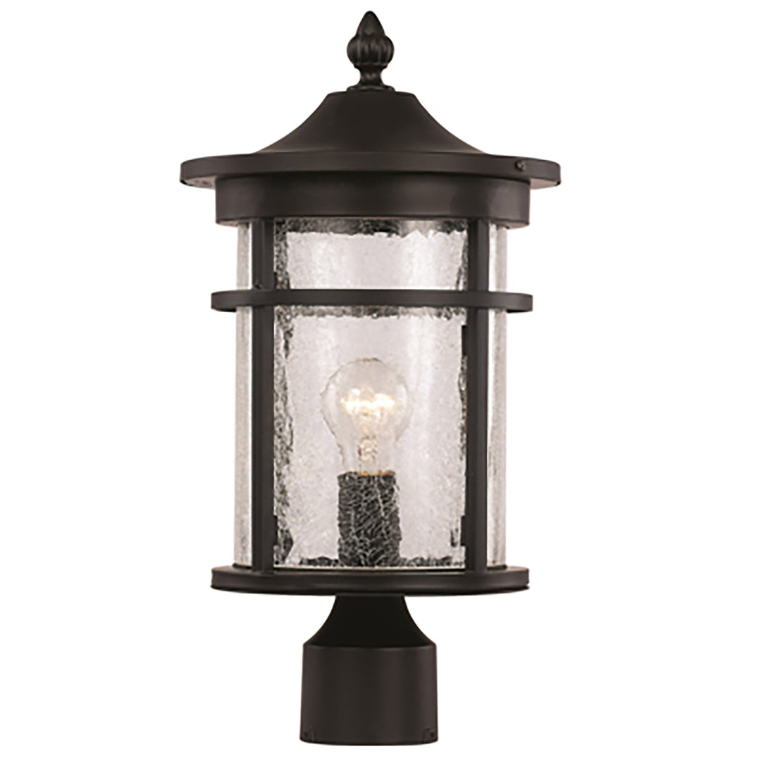 Avalon Crackled Glass Outdoor Post Mount Lantern Head - Black