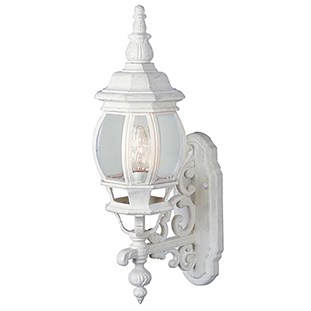 Francisco 1-Light Outdoor Beveled Glass Coach Wall Lantern - White
