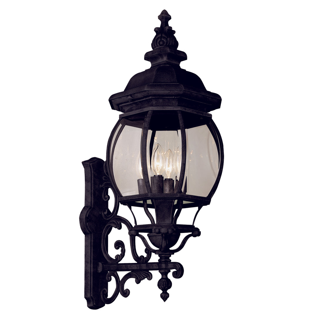 Francisco 4-Light Outdoor Beveled Glass Embellished Coach Wall Lantern - Black