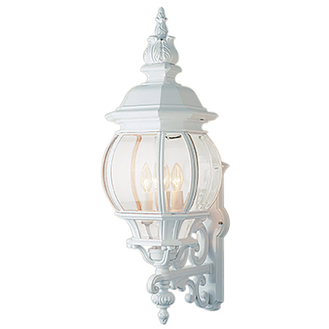 Francisco 4-Light Outdoor Beveled Glass Embellished Coach Wall Lantern - White