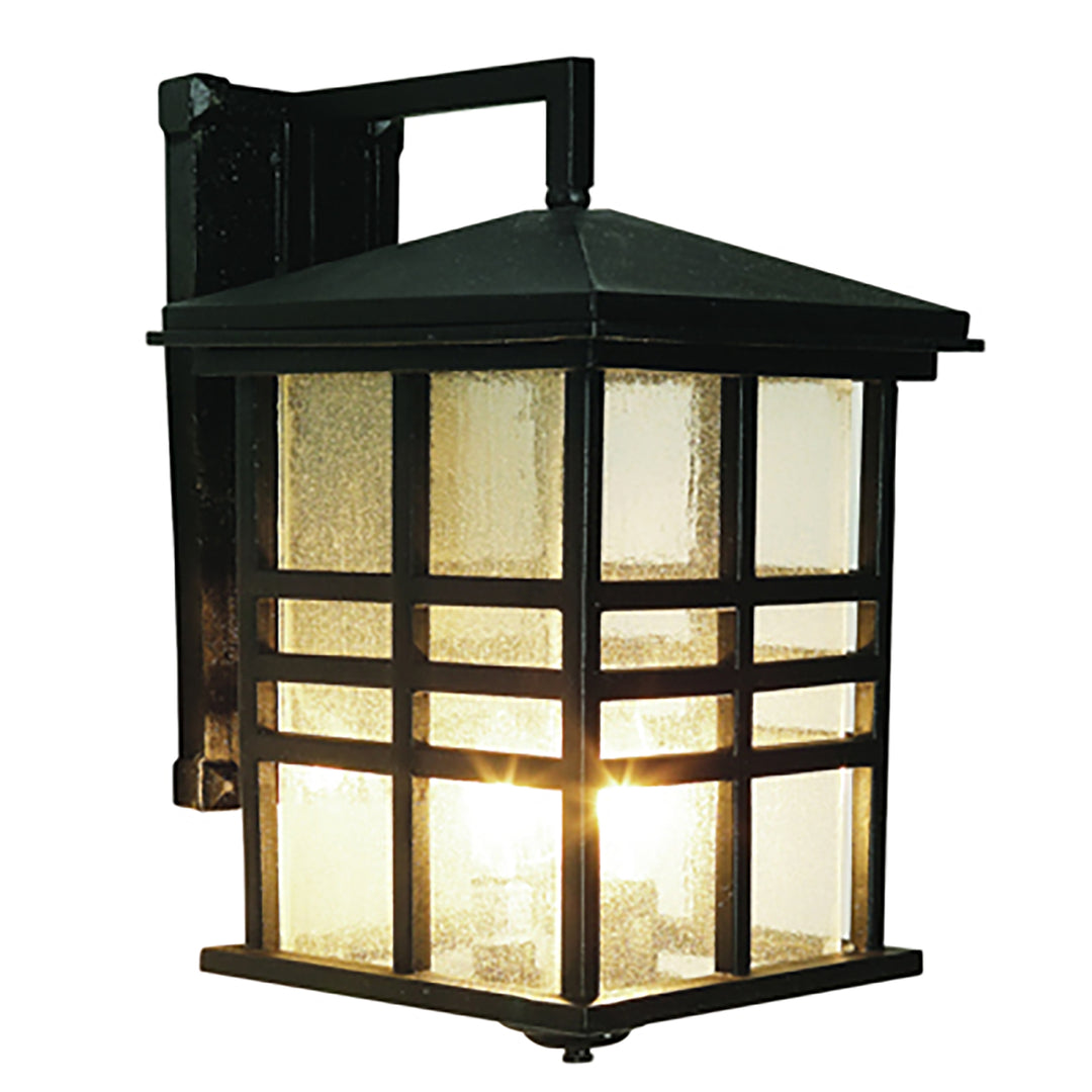 Huntington 3-Light Craftsman Inspired Seeded Glass Wall Lantern - Black