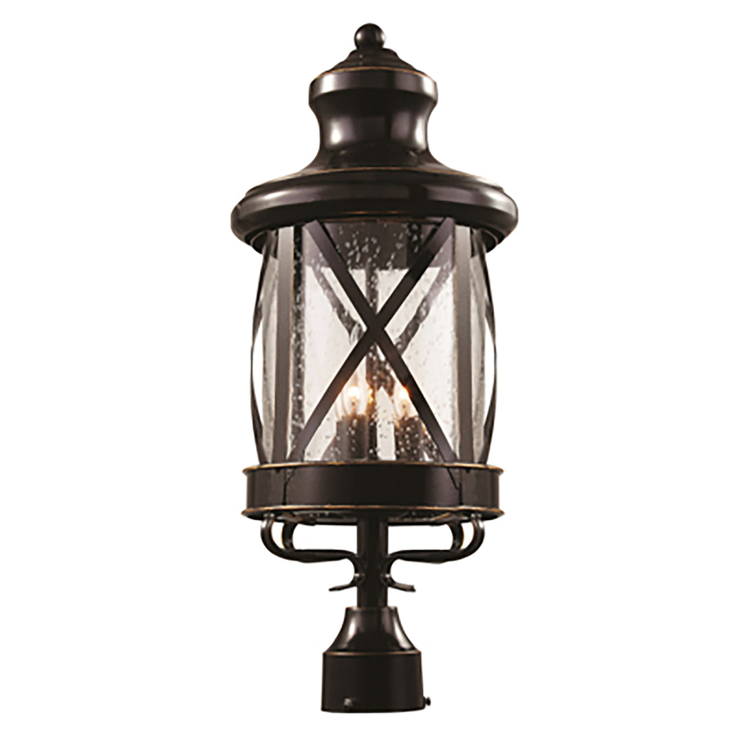 Chandler 3-Light Embellished Metal and Glass Post Mount Lantern Head - Rubbed Oil Bronze