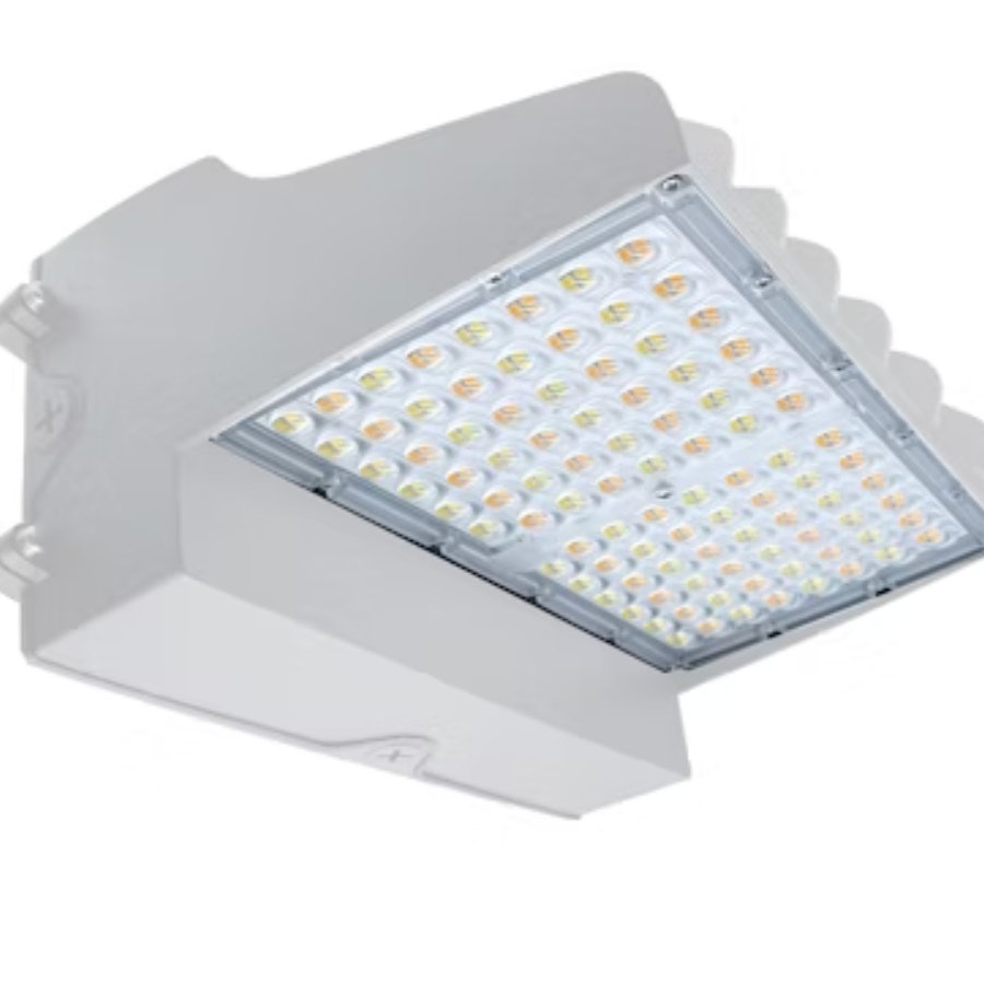Full-Cutoff Wall Pack: Flat-FC Line, 3-CCT & 5-Power Select w/ Photocell 120W/110W/100W/90W/80W - White