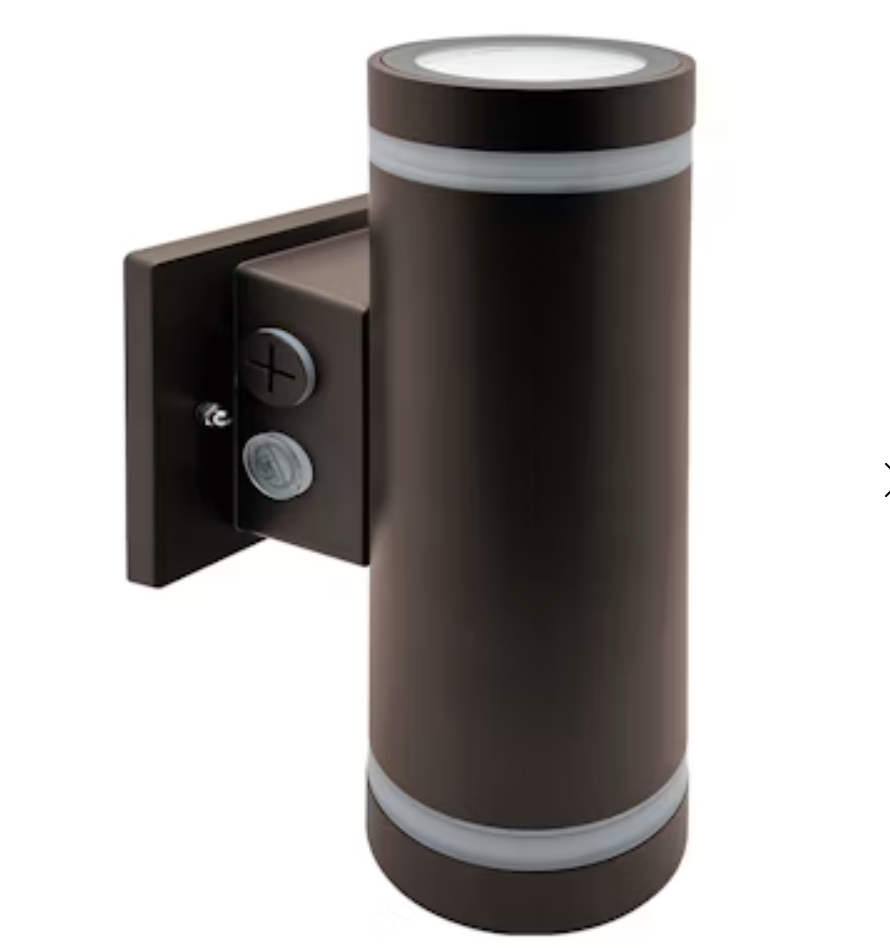 3" Edge-Lit Cylinder Up/Down Light: M-Line, 3-CCT w/ Photocell 30W/20W/10W - Bronze