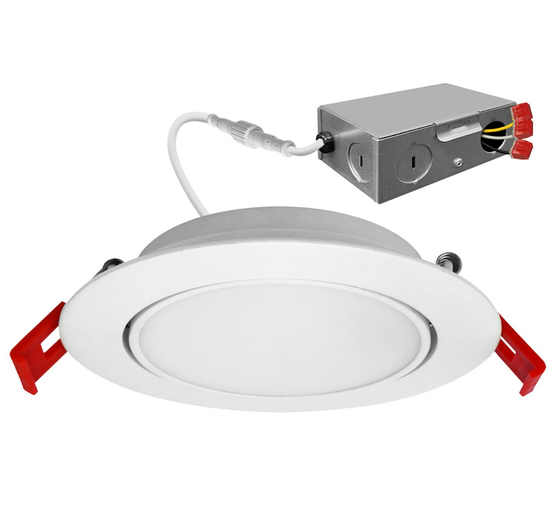 4" External J-Box Adjustable Downlight: Slim-Line 5-CCT Select 9W - White