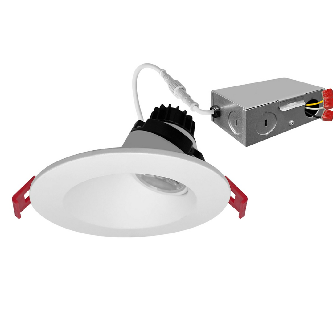 4" Regressed Gimbal Downlight for Sloped Ceilings (Canless) Round 5-CCT Selectable 8W - White