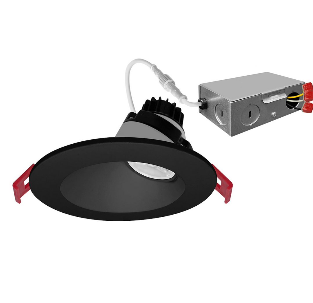 4" Regressed Gimbal Downlight for Sloped Ceilings (Canless) Round 5-CCT Select 8W - Black