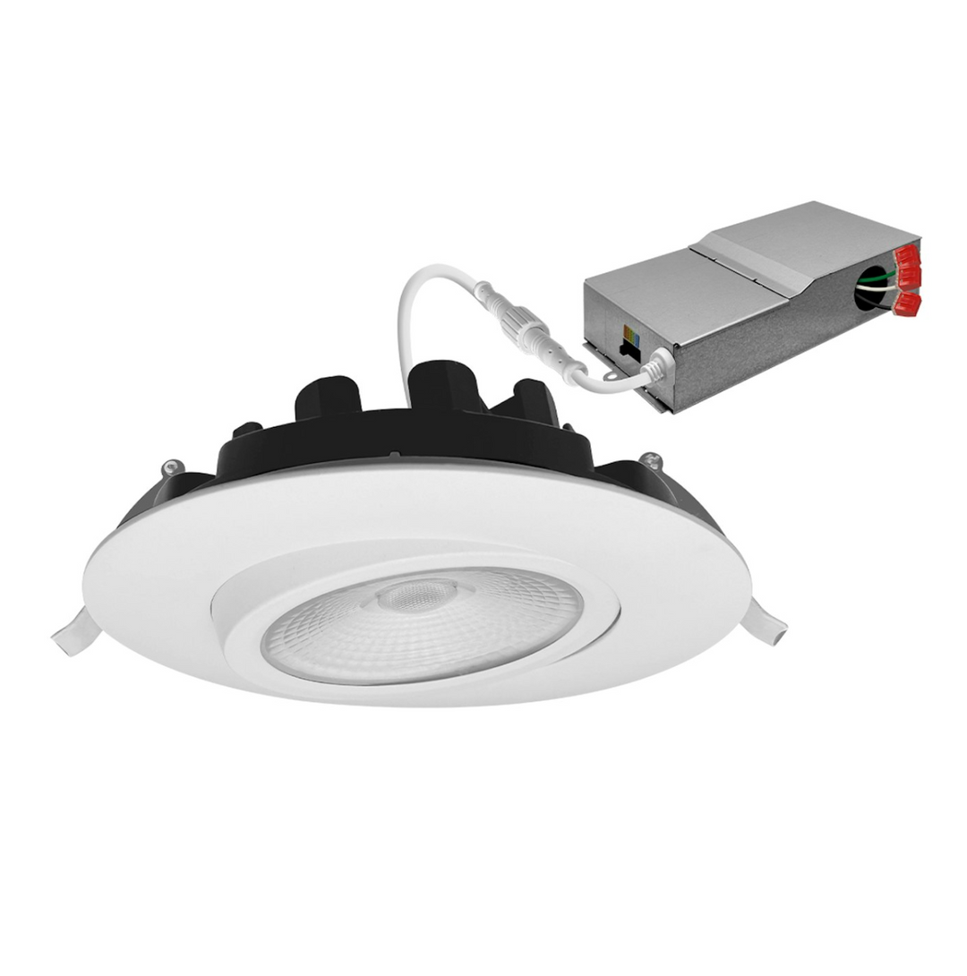 6" External J-Box Canless Gimbal Downlight, 5CCT Selectable, 18W - White