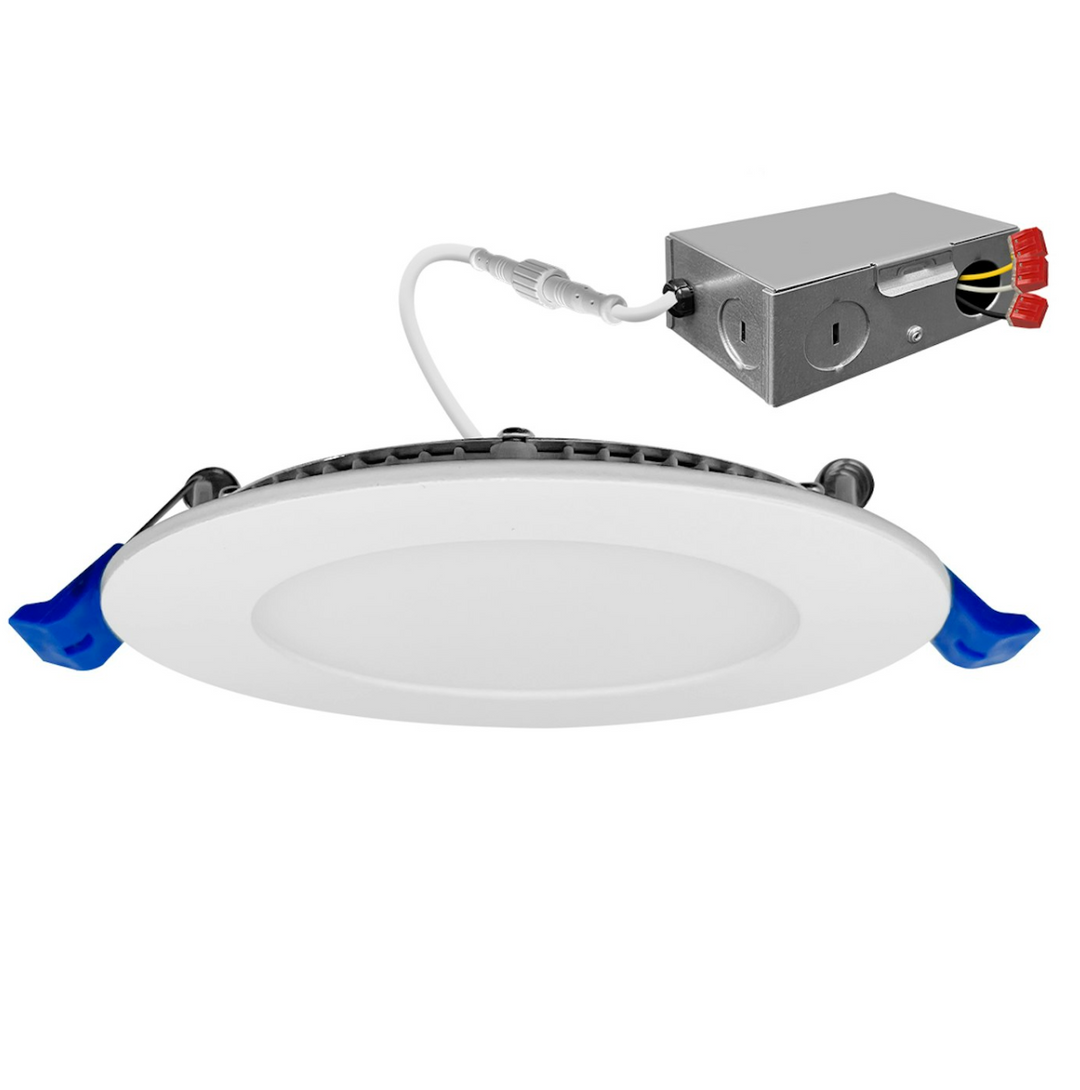 10" External J-Box Round Downlight: Slim-Line, 5CCT Selectable, 22W - White