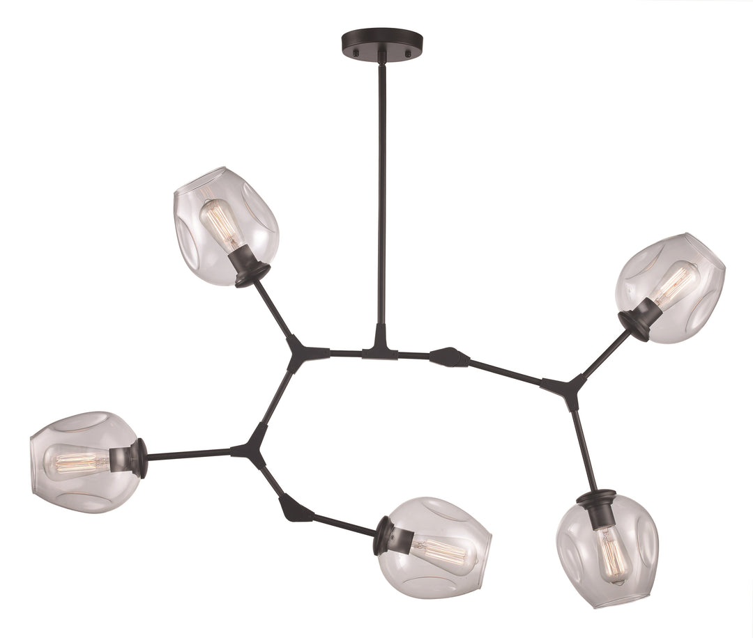 Quantum 41-In. 5-Light, 5-Shade Indoor - Black,Interior Pendants
