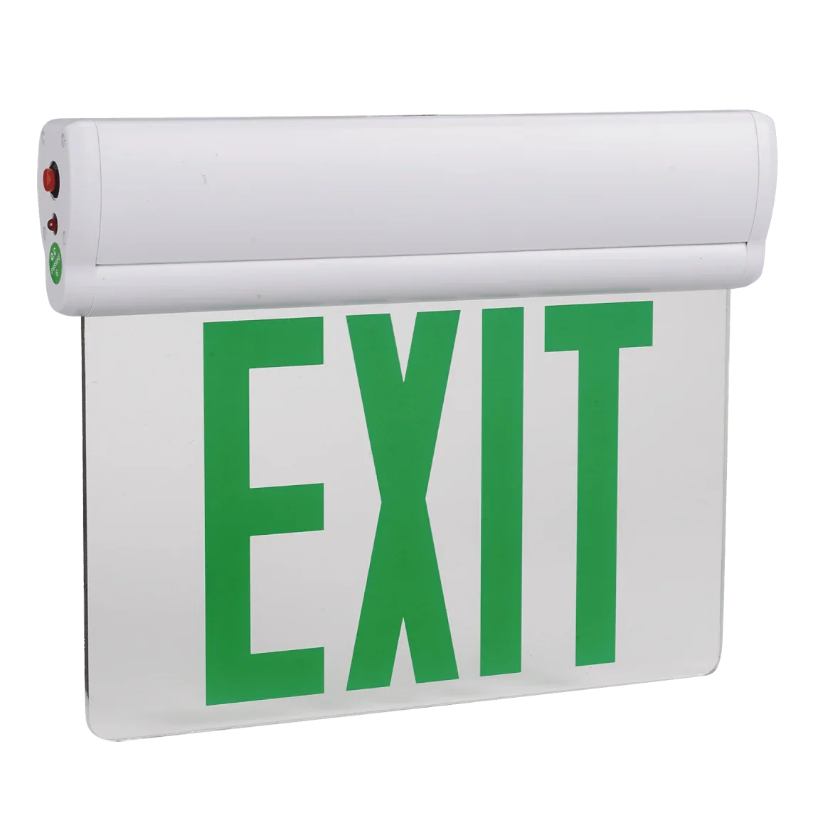 Single Face Edge-Lit LED Exit Sign - Green Letters with Silver Housing ...