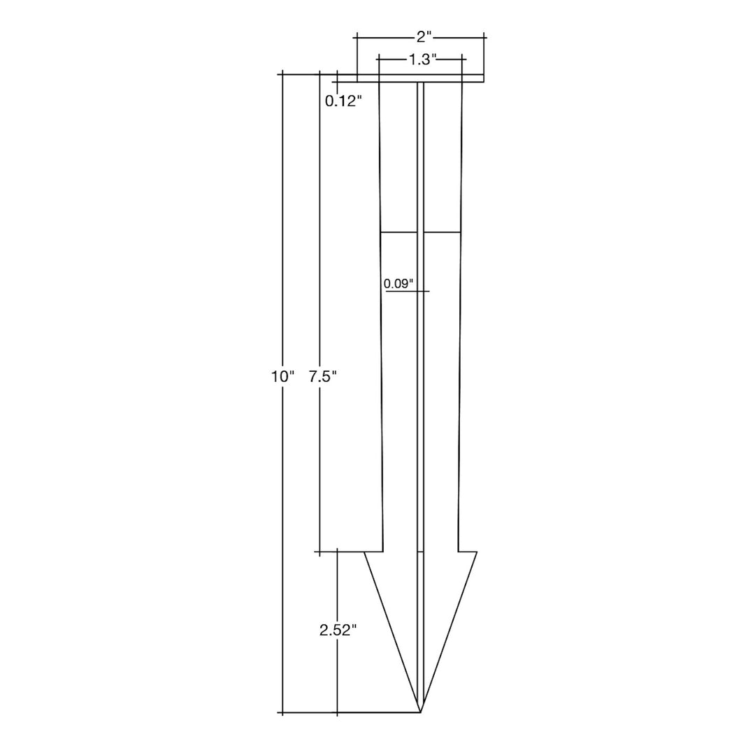 Brass Stake 10" Heavy-Duty - Brass