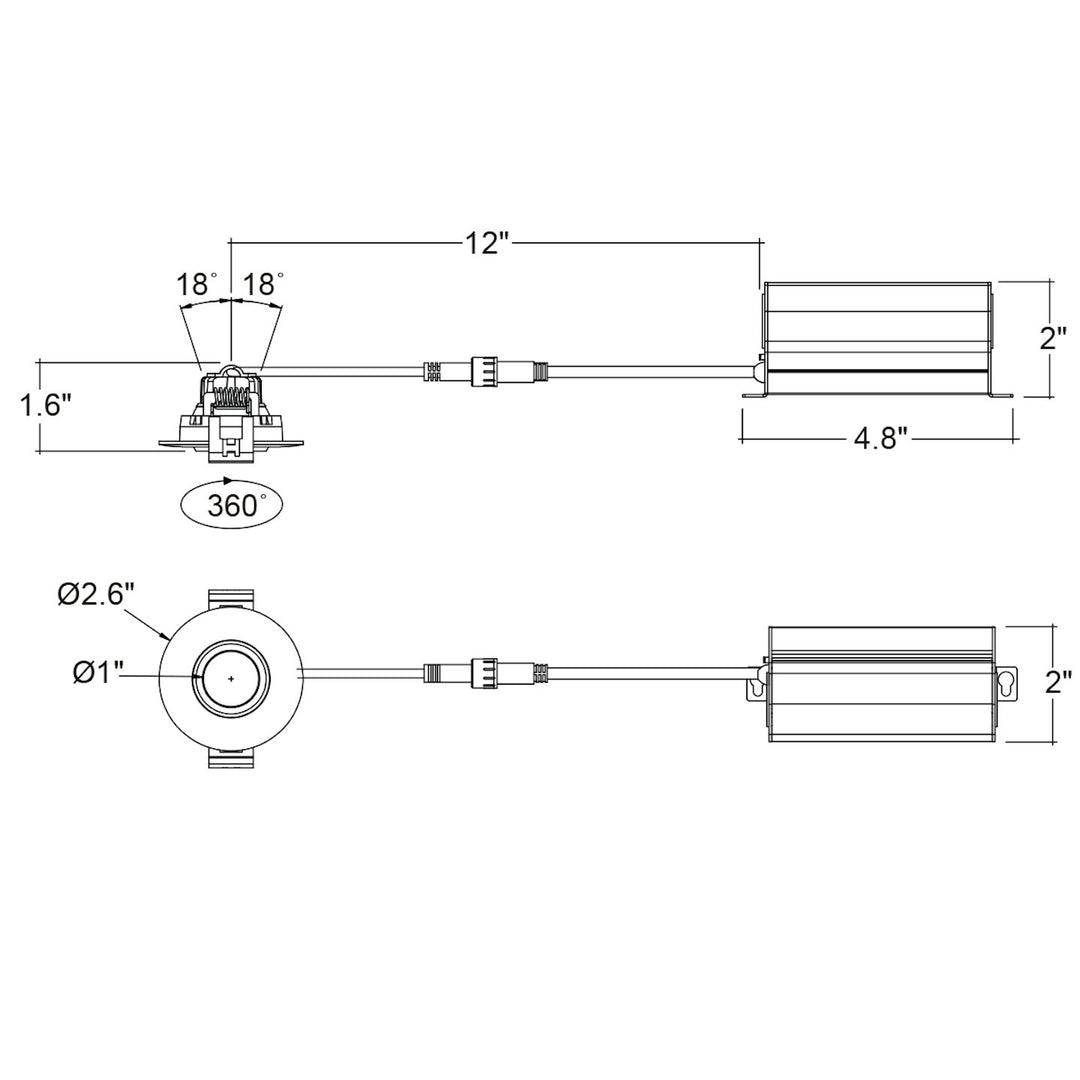 2" Smooth Gimbal Downlight: LV-Line 5W - Black