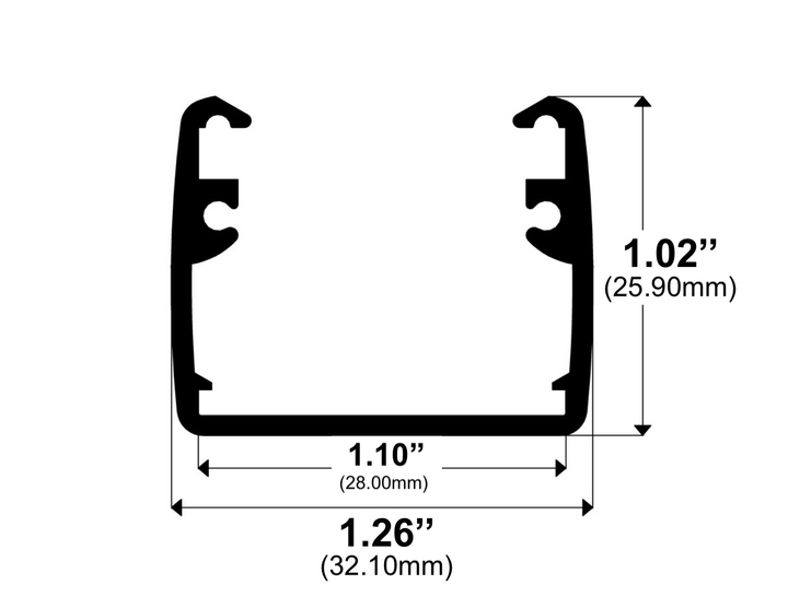 LED Channel - 411ASL - Square Surface, 8 ft - Silver