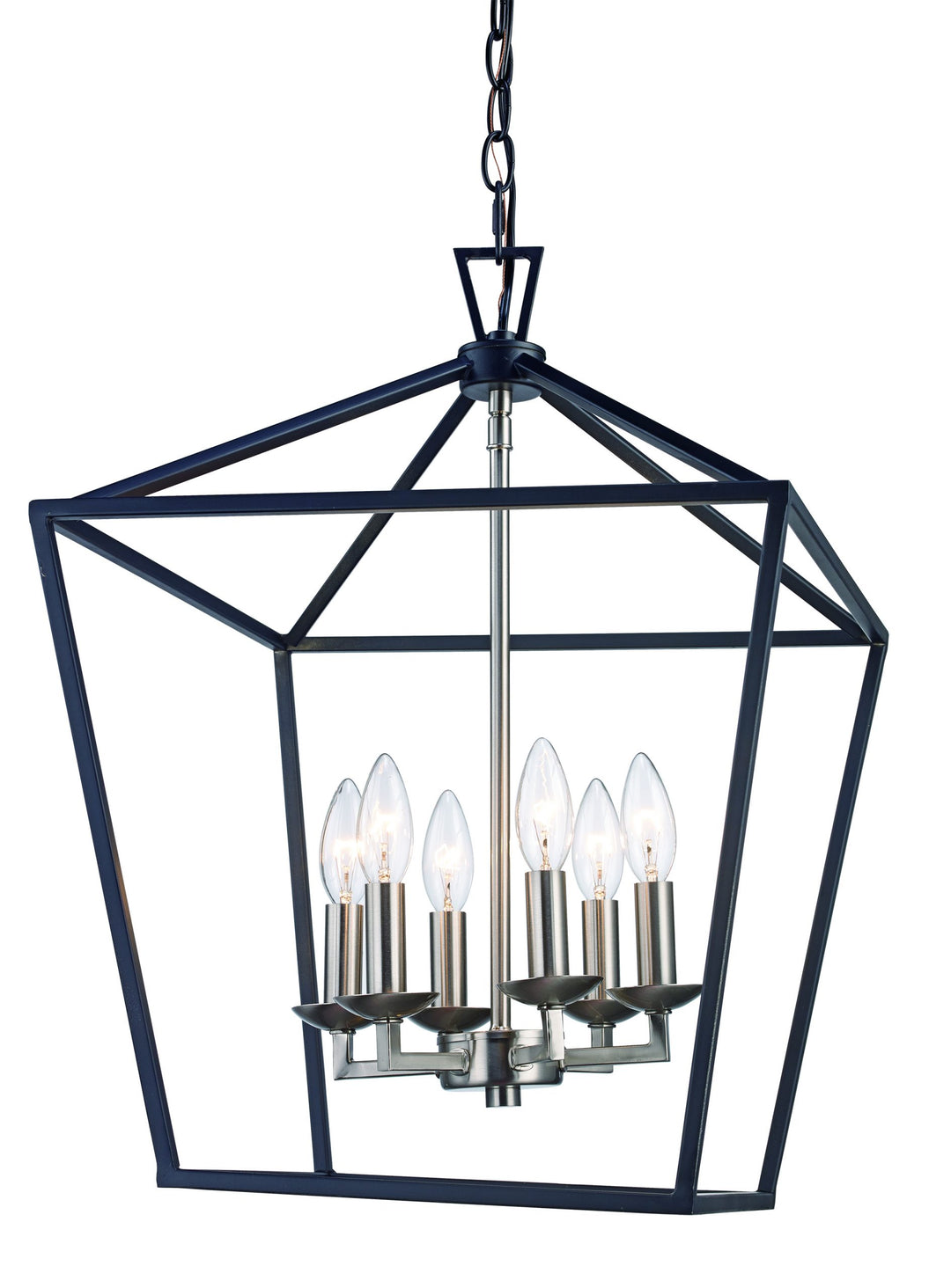 Lacey 16" Pendant Style Cage Chandelier for Bird - Black / Brushed Nickel