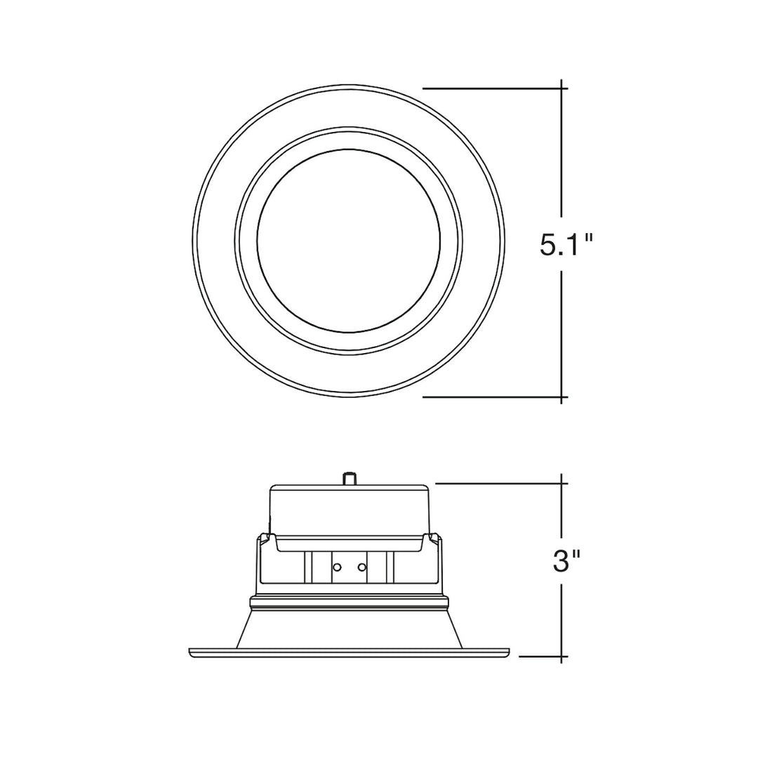 4" Retrofit Kit Downlight: RDL-Line 5-CCT Selectable 3-Power 12W/9W/6W, UNV 120V-277V - White