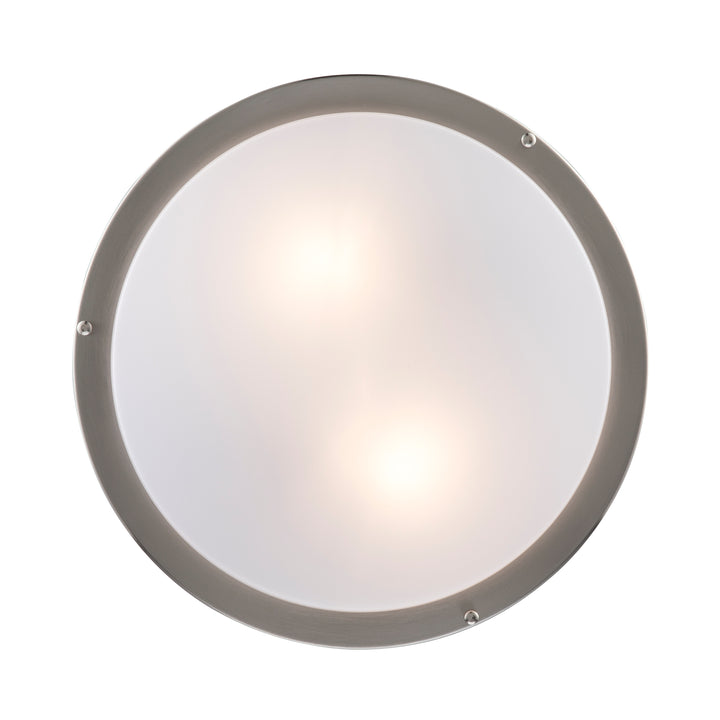 Dash 2 - Light Frosted Acrylic Flushmount Round Double - Brushed Nickel