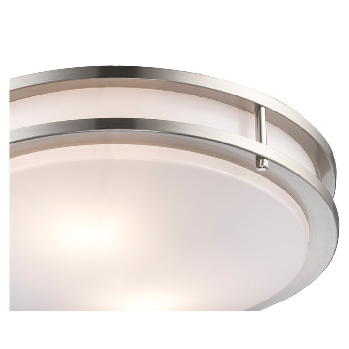 Dash 2 - Light Frosted Acrylic Flushmount Round Double - Brushed Nickel