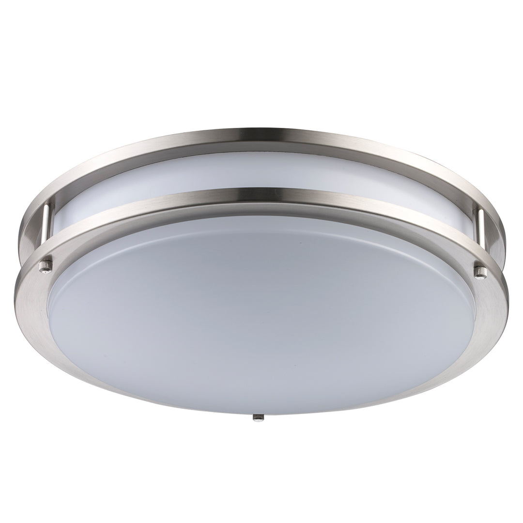 Dash 2 - Light Frosted Acrylic Flushmount Round Double - Brushed Nickel