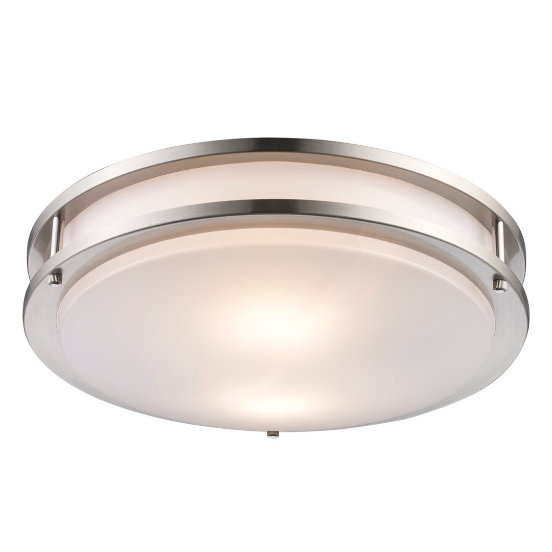 Dash 2 - Light Frosted Acrylic Flushmount Round Double - Brushed Nickel