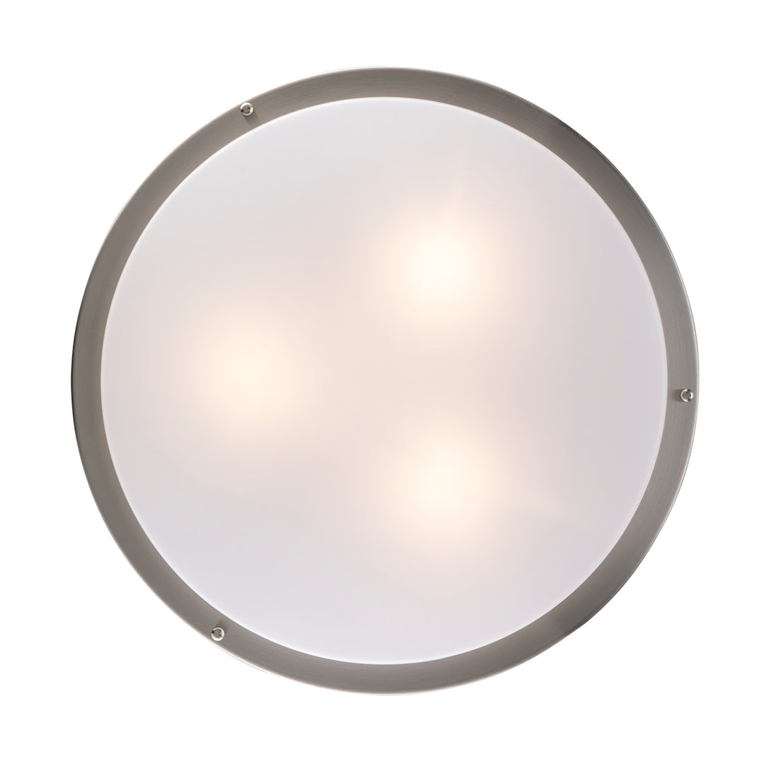 Dash 3 - Light Frosted Acrylic Flushmount Round Double - Brushed Nickel