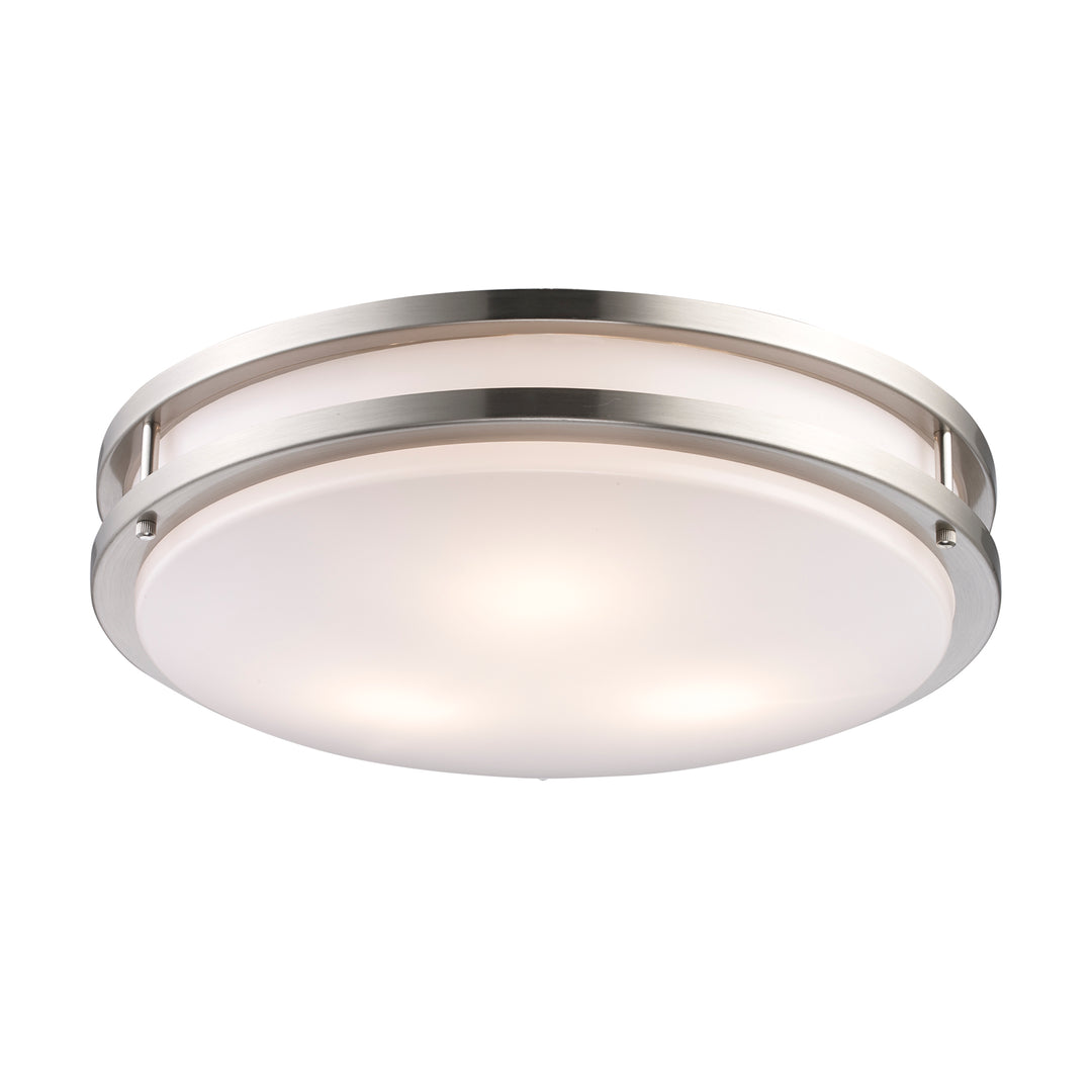 Dash 3 - Light Frosted Acrylic Flushmount Round Double - Brushed Nickel