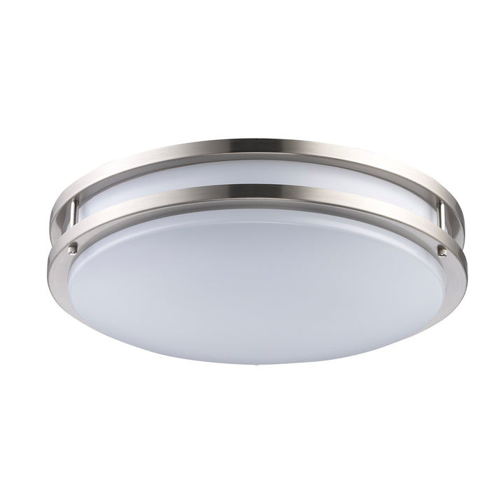 Dash 3 - Light Frosted Acrylic Flushmount Round Double - Brushed Nickel