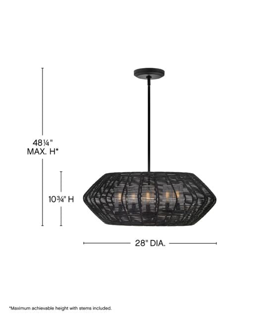 Luca 10385BK - Medium Single Tier Chandelier - Black