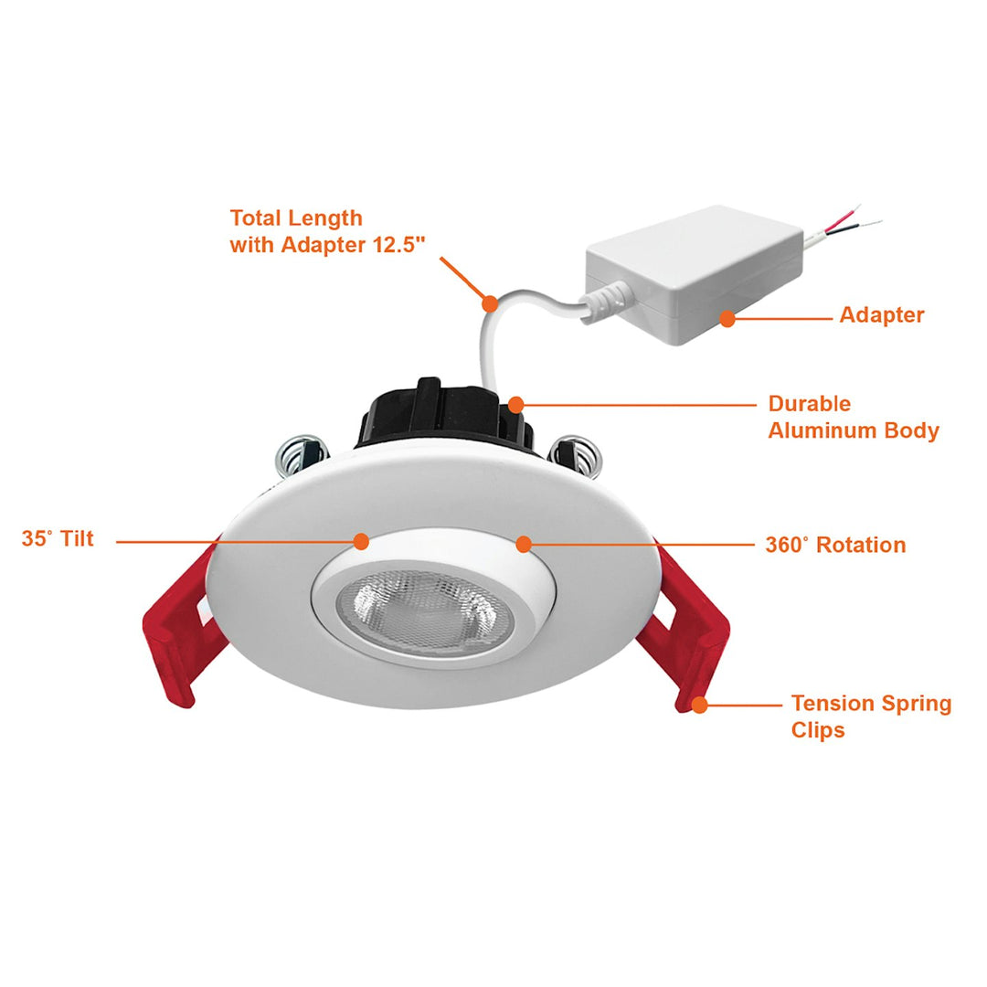 2" Smooth Gimbal Downlight: LV-Line 5W - White