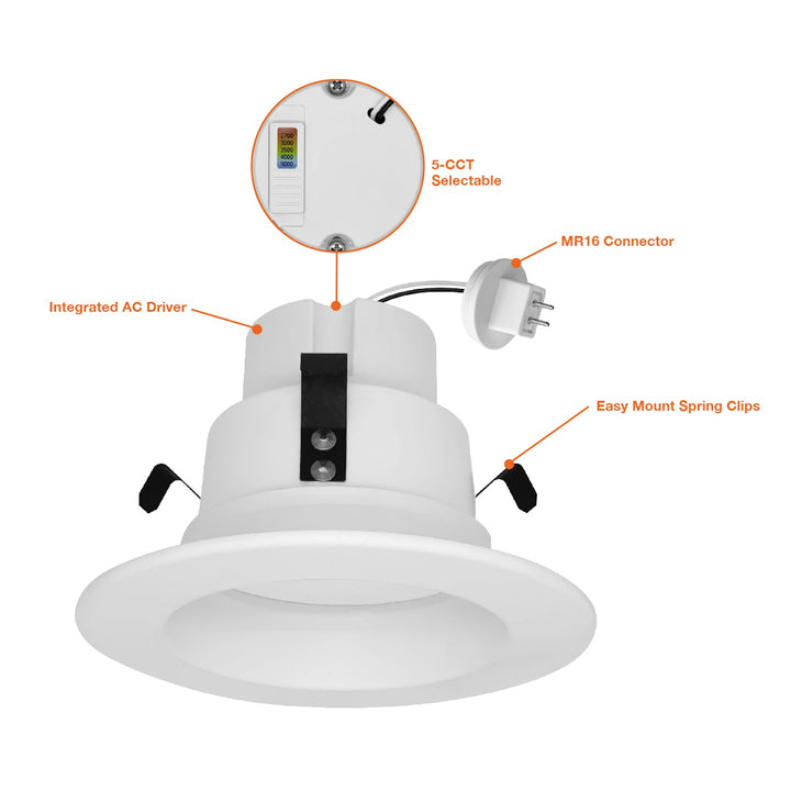 4" Low Voltage Premium Downlight 5-CCT Select 10W - White