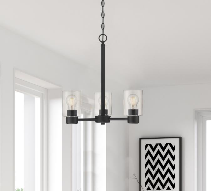 Westing House - Sylvestre Three-Light, Base E26 Medium - Matte Black