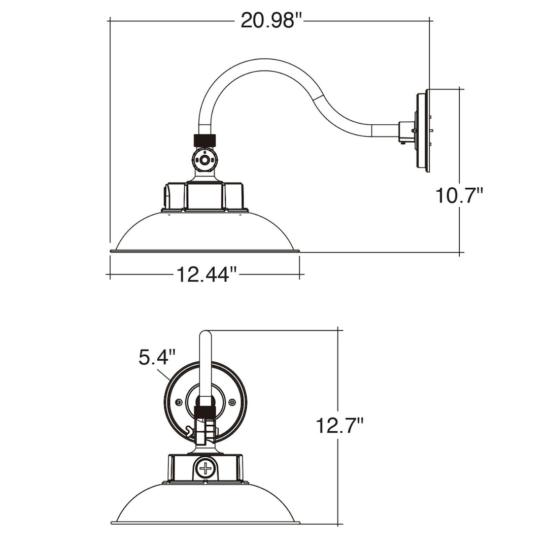 Gooseneck Area Light: Bolt-Line 3-CCT Select 50W/40W/30W - Bronze