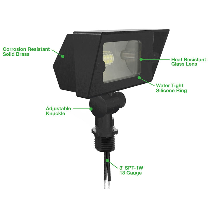 Landscape Flood Light - Small Square, 12V - Black