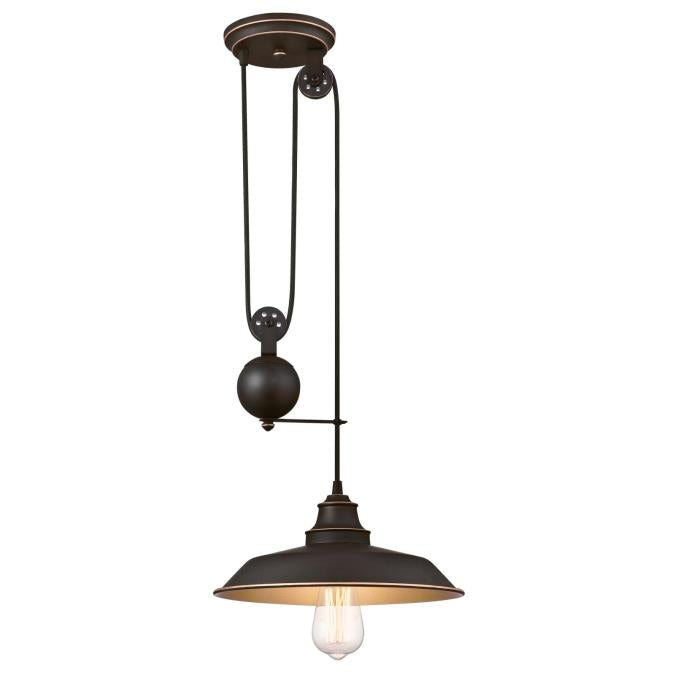 Westinghouse - Iron Hill One-Light Indoor Pulley Pendant, Base E26 Medium - Oil Rubbed Bronze