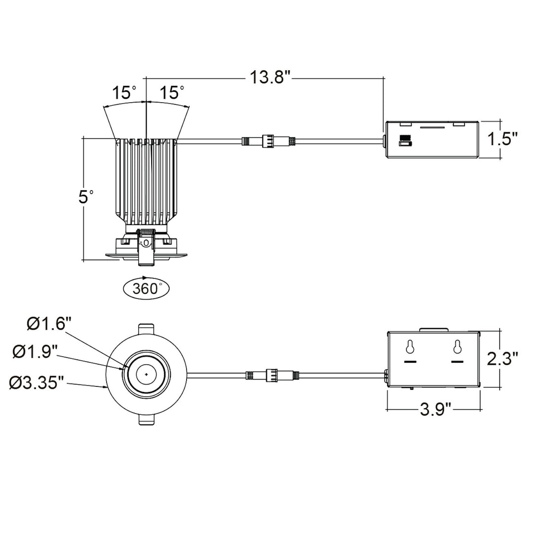 3" Gimbal Downlight: SnapTrim-Line 5-CCT Selectable 12W - White