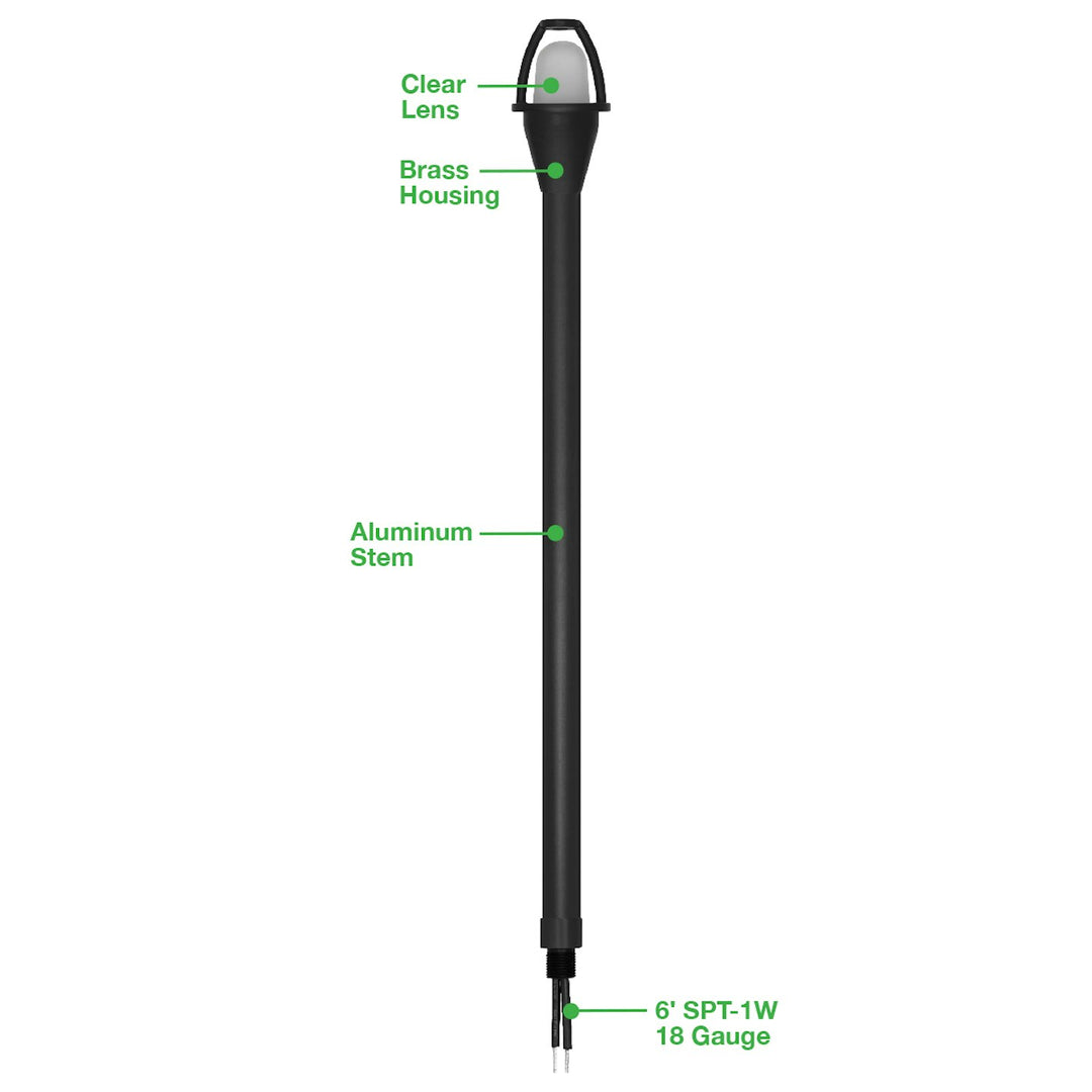 Landscape Path Light Stem - 12" Height - Aluminium Black