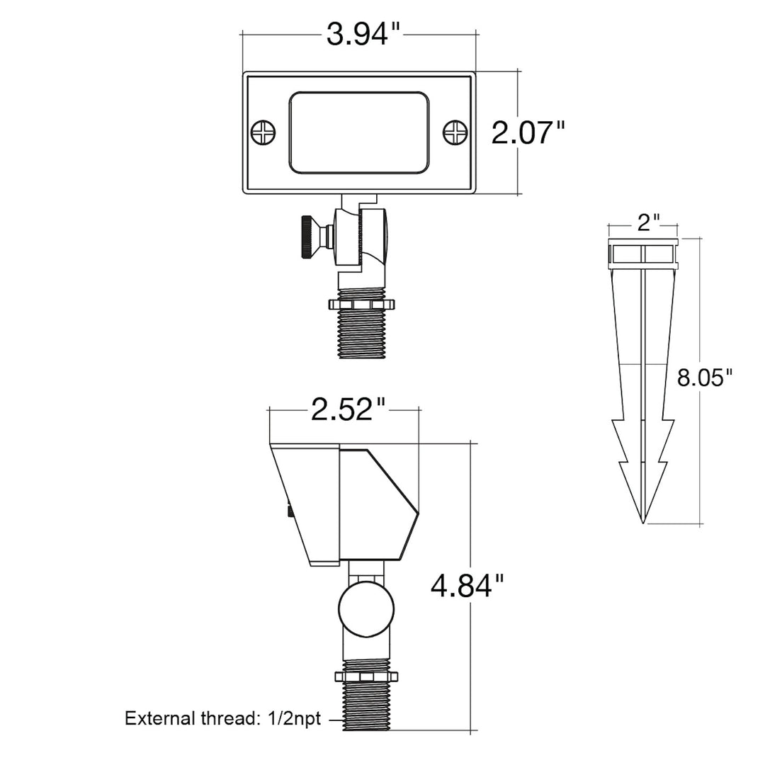 Landscape Flood Light - Small Square, 12V - Black