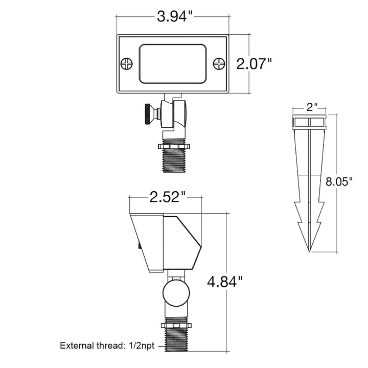 Landscape Flood Light - Small Square, 12V - Black