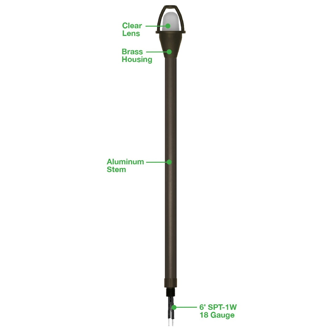 Landscape Path Light Stem - 12" Height - Aluminum Bronze