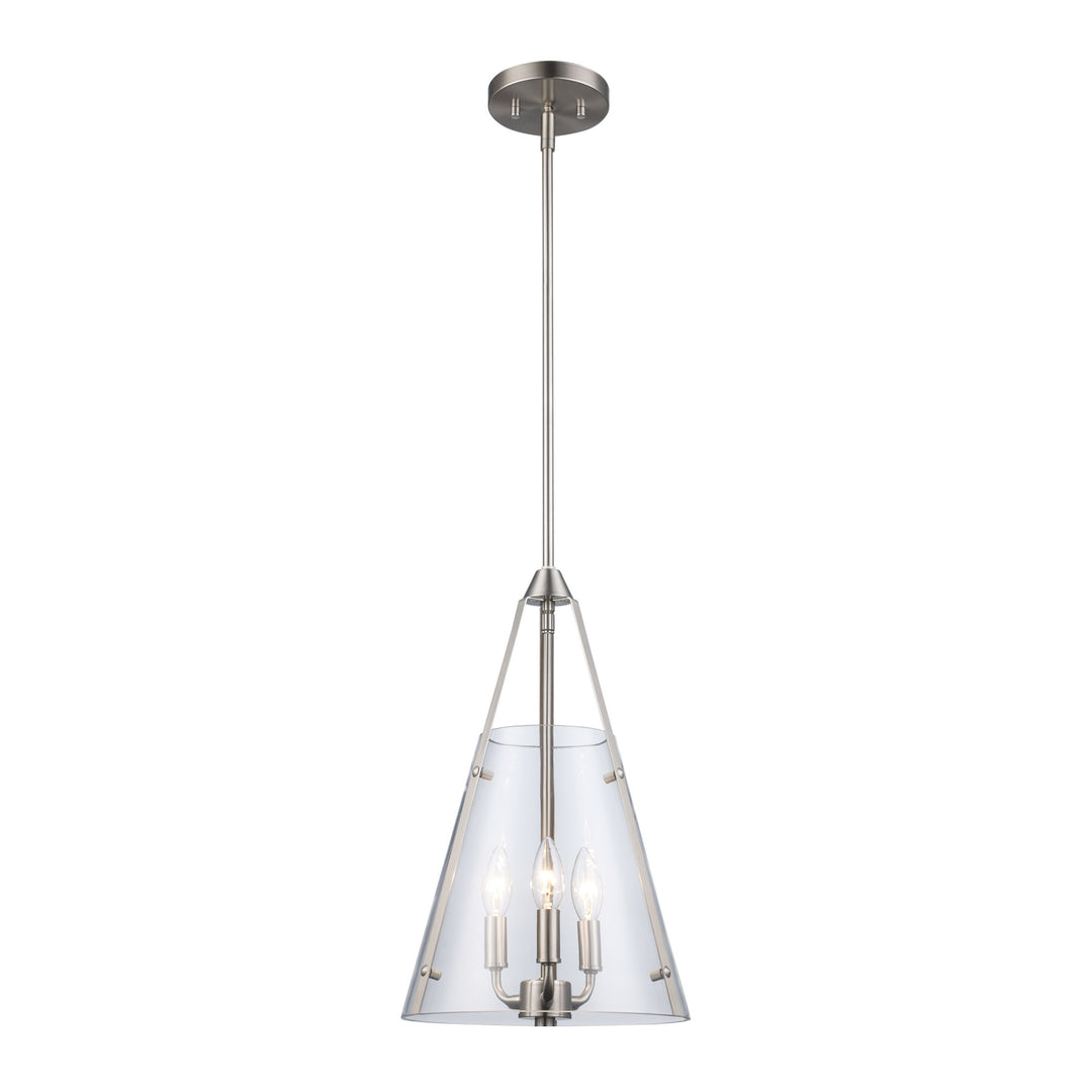 3-Light Alivia Clear Tea Pee - Brushed Nickel