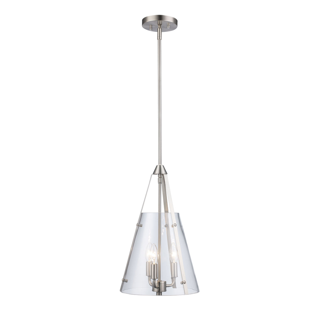 3-Light Alivia Clear Tea Pee - Brushed Nickel