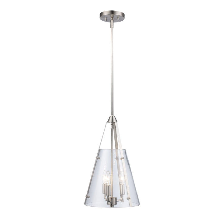 3-Light Alivia Clear Tea Pee - Brushed Nickel