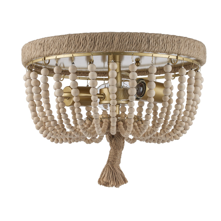 Coastal 2-Light Taylan Flush Mount Wood - Antique Gold