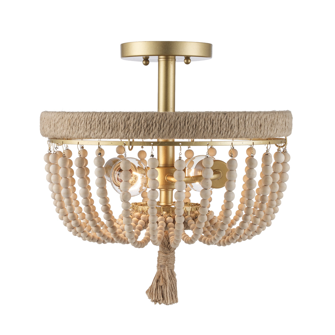 Coastal 2-Light Taylan Semi-Flush Mount wood - Antique Gold