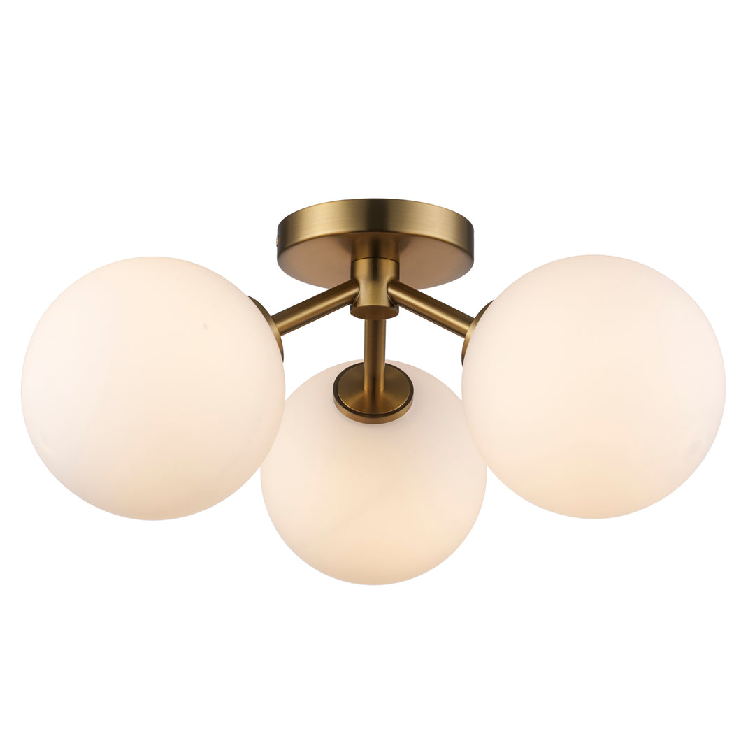 Modern 3-Light Haskell Flush Mount Globes - Antique Gold