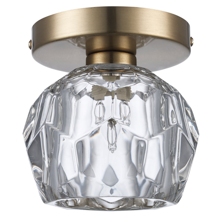 Fitz 1-light Semi-Flush Crystal Shade - Antique Gold