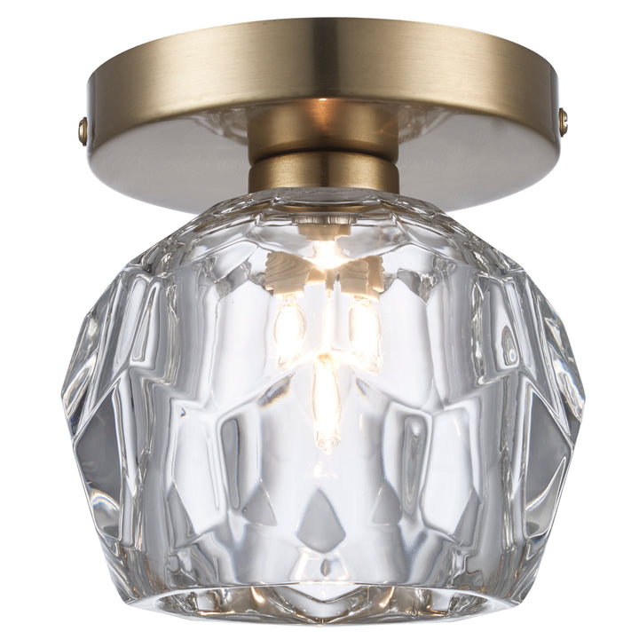 Fitz 1-light Semi-Flush Crystal Shade - Antique Gold