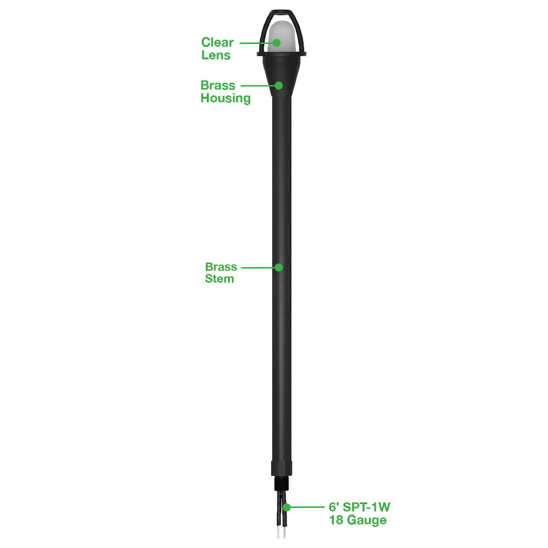 Landscape Path Light Stem - 24" Height - Aluminum Black