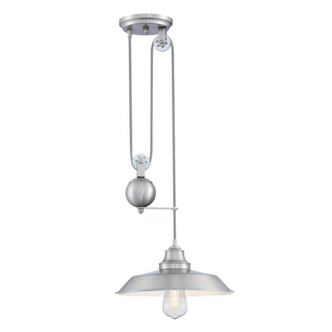 Westinghouse - Iron Hill Indoor Pulley Pendant, Base E26 Medium - Brushed Nickel