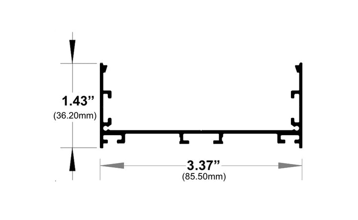 LED Channel - 1080ASL - Surface / Pendant, 10 ft - Silver